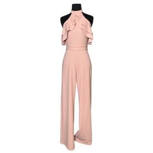 Avec les Filles dusty rose halter neck ruffled jumpsuit size small